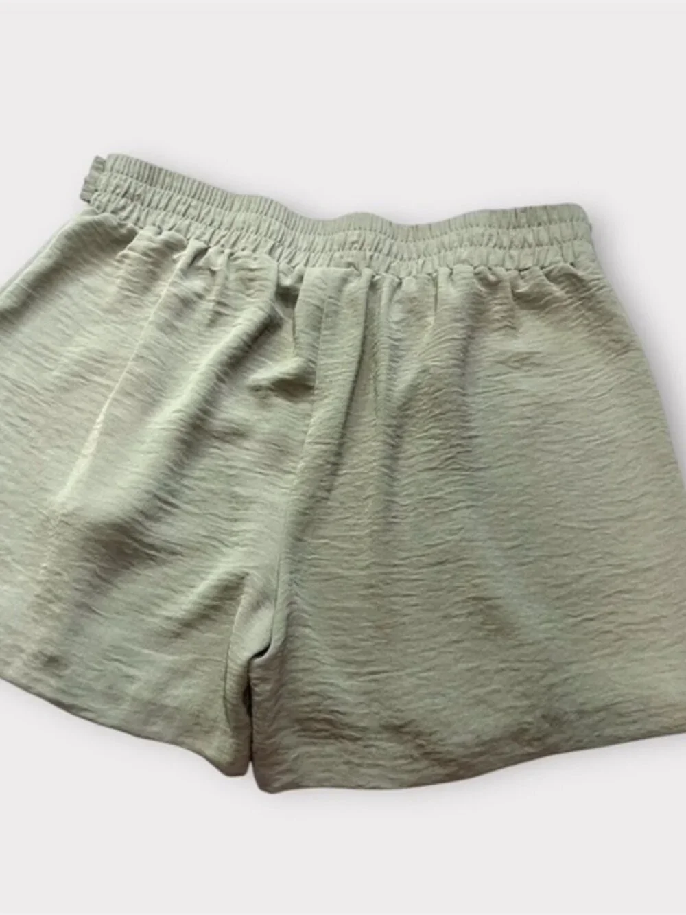 SOHO Womens High Waisted Shorts with Tie Belt Elastic Waist Light Green Size L